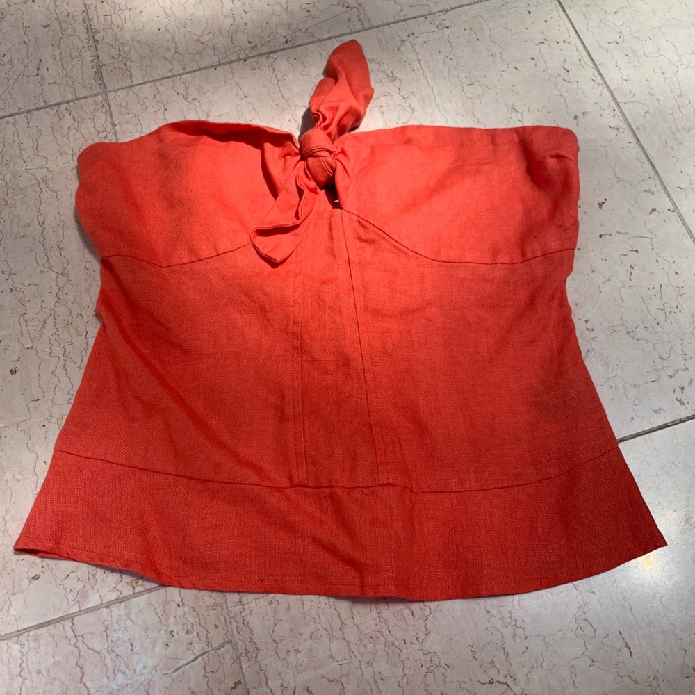 Urban Outfitters Coral Linen Bustier Top